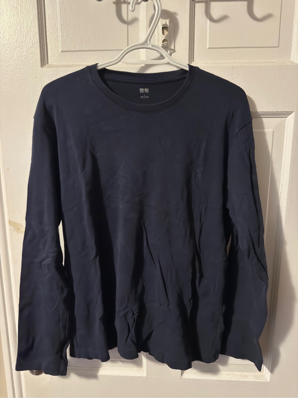Uniqlo Men's Long Sleeve Crew Neck Shirt - Navy Blue